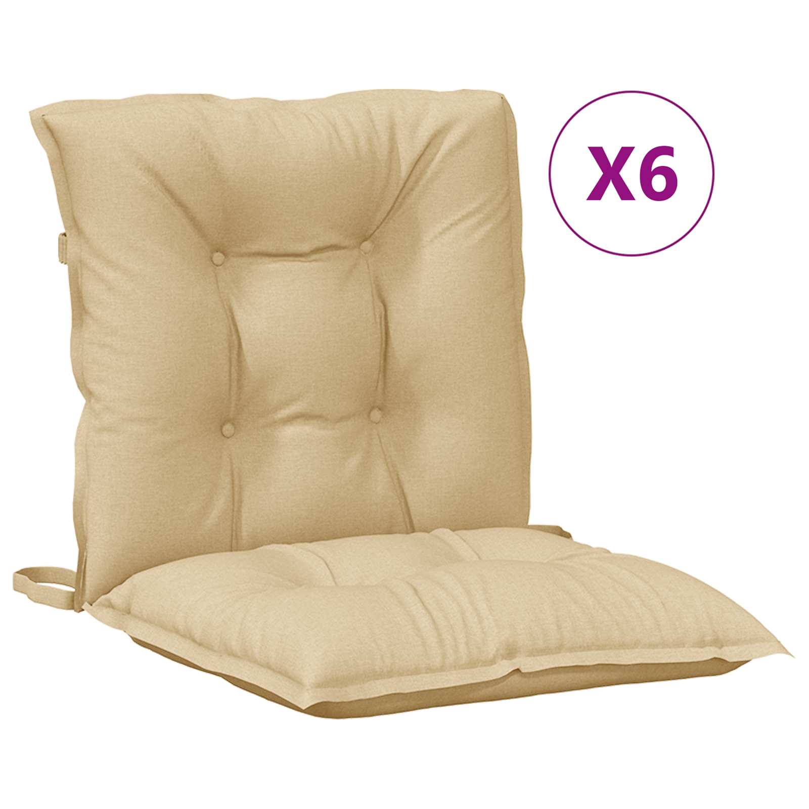vidaXL Stoelkussens 6 st lage rug 100x50x7 cm stof gemêleerd beige, foto 4