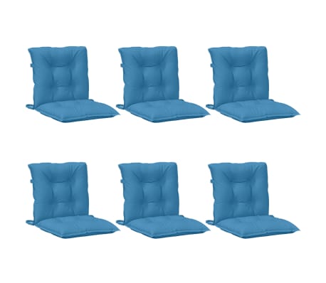 vidaXL Stolsdynor l&aring;gt ryggst&ouml;d 6 st melerad bl&aring; 100x50x7 cm tyg