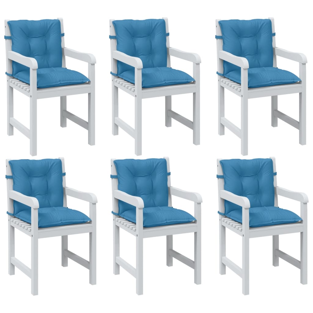 vidaXL Perne scaun spătar mic 6 buc. melanj albastru 100x50x7cm textil