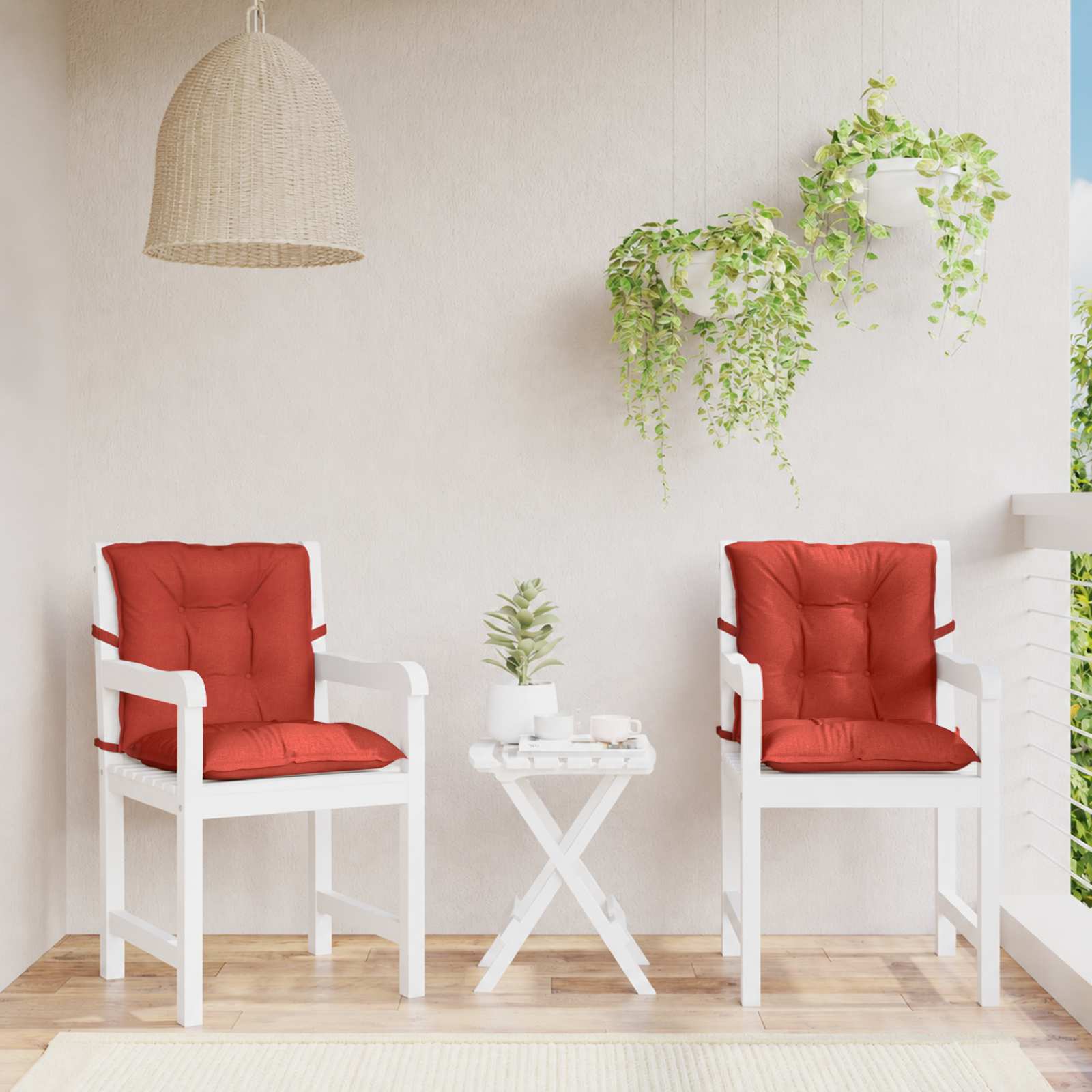 Stolehynder med lav ryg, 2 stk. - 100×50×7 cm, stof i meleret rød