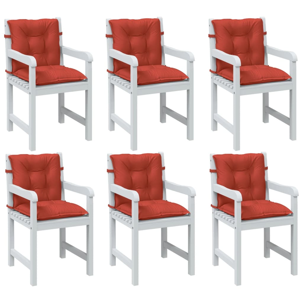 vidaXL Perne scaun spătar scund 6 buc. melanj roșu 100x50x7 cm textil