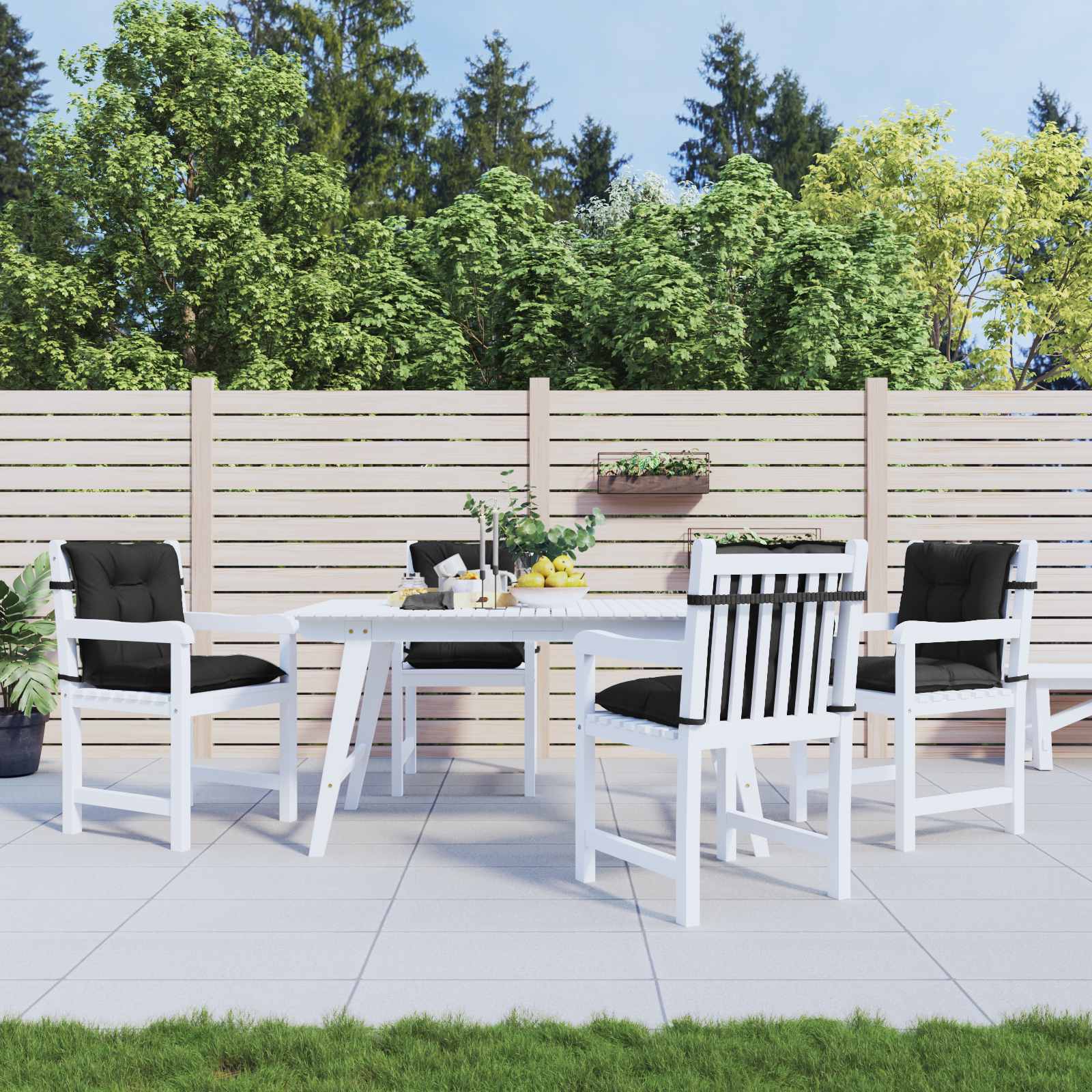 Laagrug Stoelkussens Set 4 pcs Melange Zwart 100 x 50 x 7 cm image 1