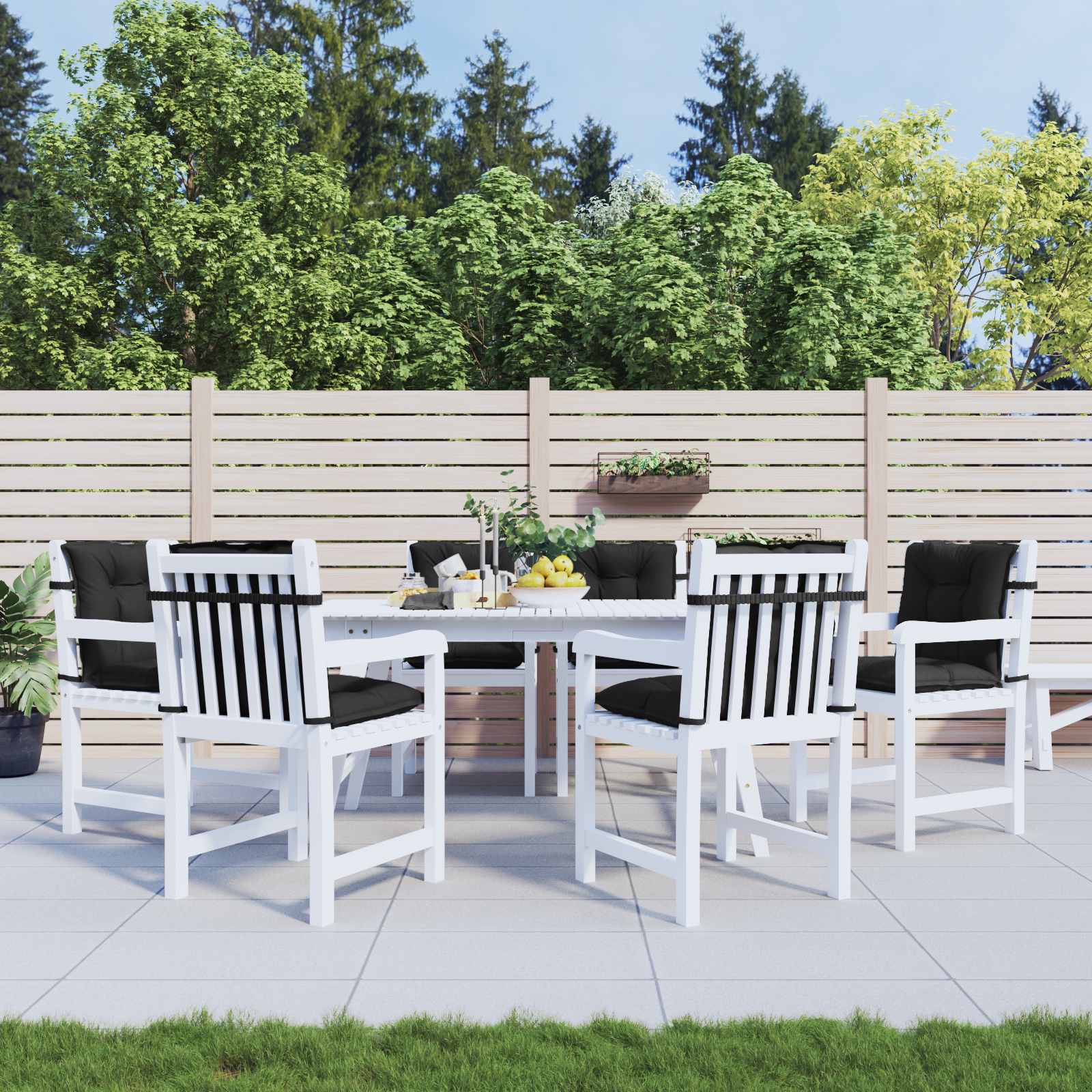 Laagrug Stoelkussens Set 6 pcs Melange Zwart 100 x 50 x 7 cm image 1