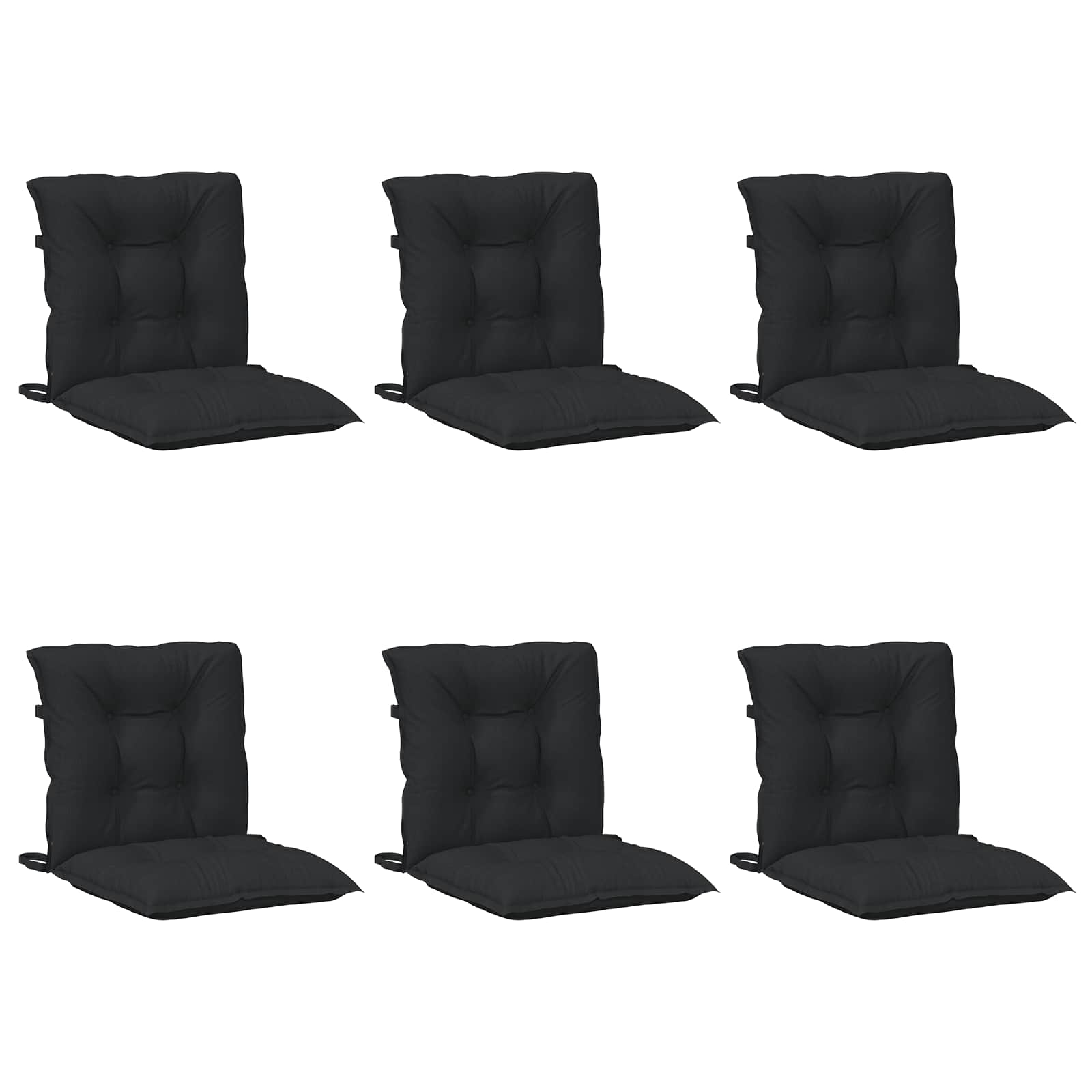 Laagrug Stoelkussens Set 6 pcs Melange Zwart 100 x 50 x 7 cm image 2