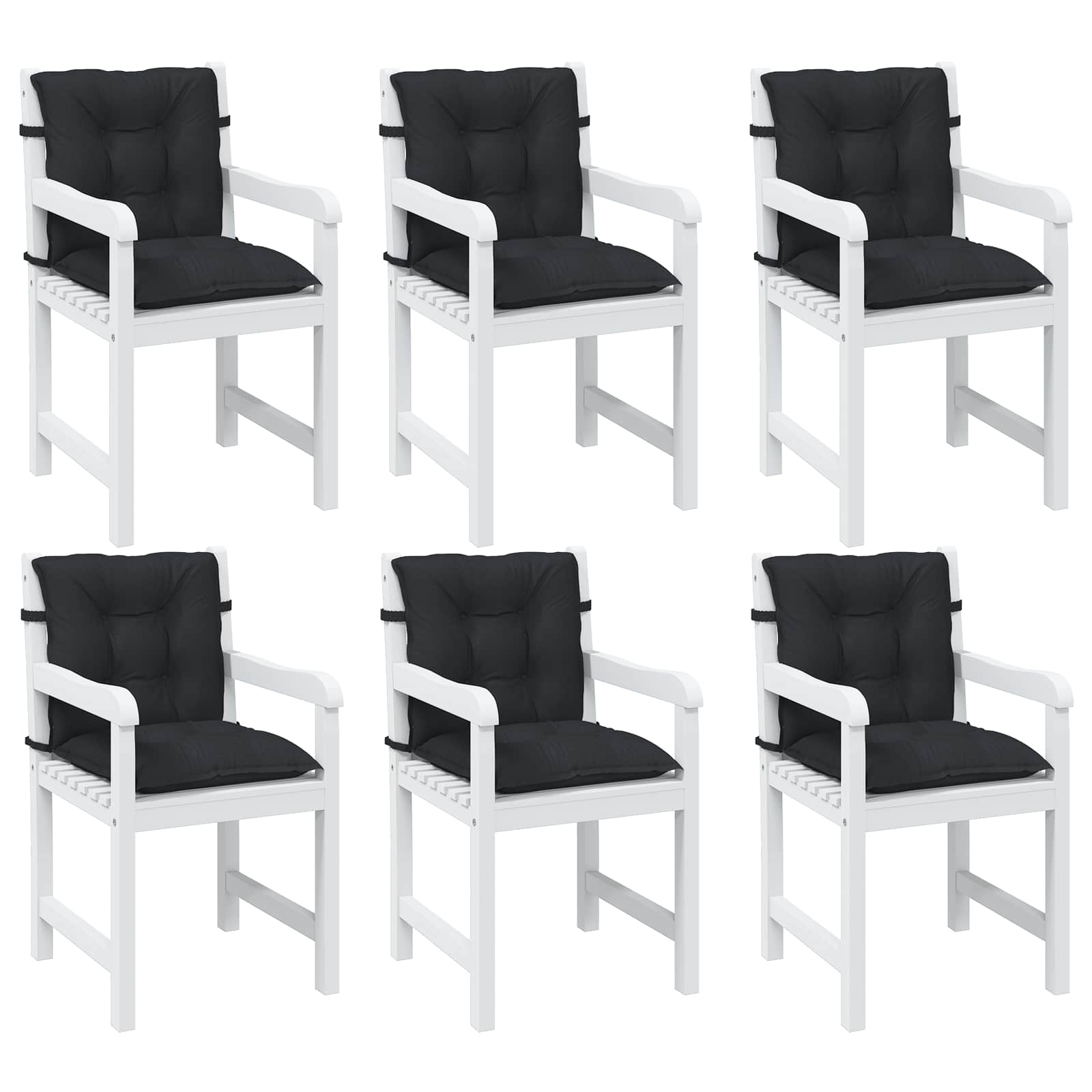 Laagrug Stoelkussens Set 6 pcs Melange Zwart 100 x 50 x 7 cm image 3