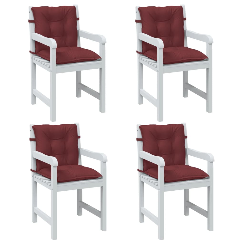 vidaXL Perne scaun spătar mic 4 buc. melanj roșu vin 100x50x7cm textil