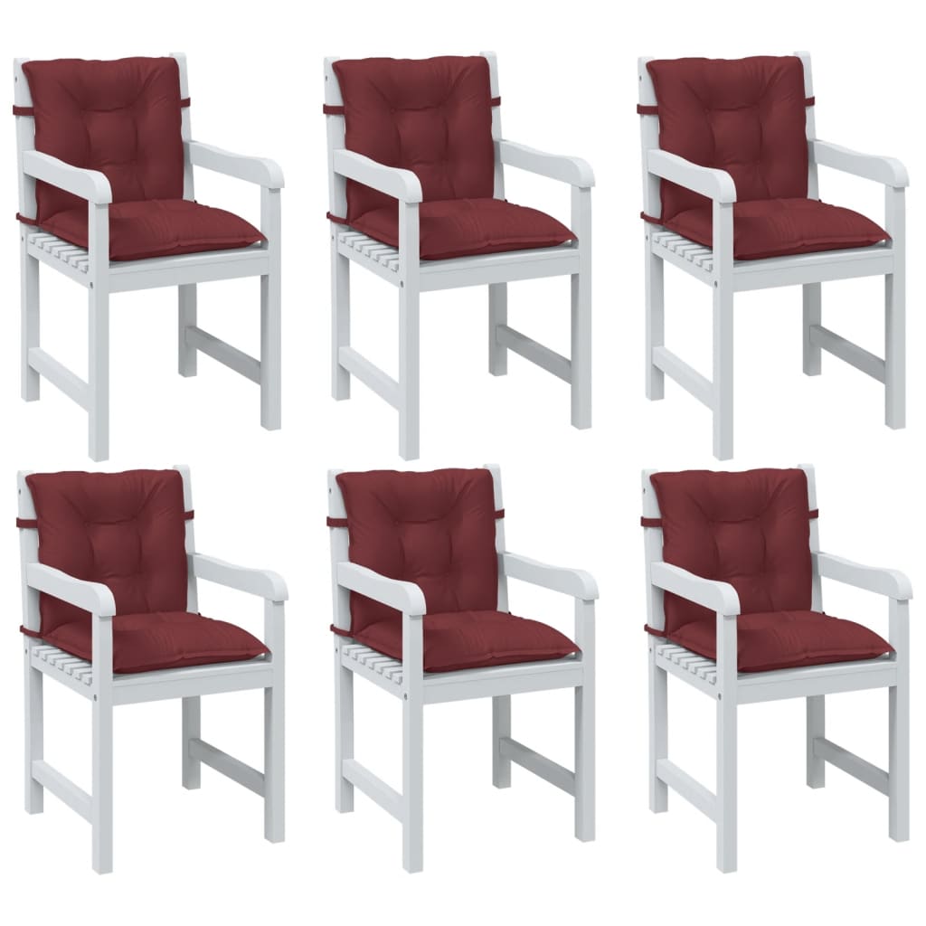 vidaXL Perne scaun spătar mic 6 buc. melanj roșu vin 100x50x7cm textil