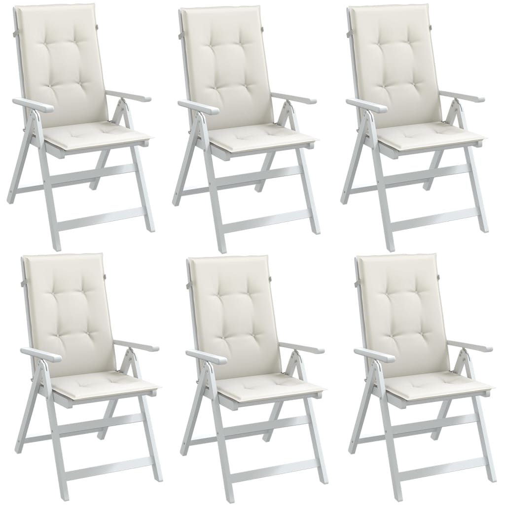 vidaXL Perne scaun spătar înalt, 6 buc. melanj crem 120x50x4 cm textil