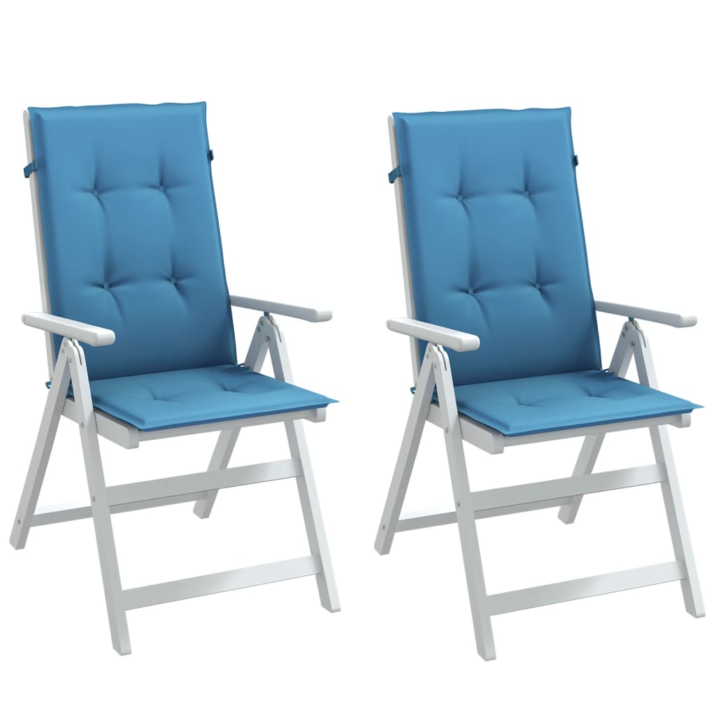 vidaXL Perne scaun spătar înalt 2buc melanj albastru 120x50x4cm textil