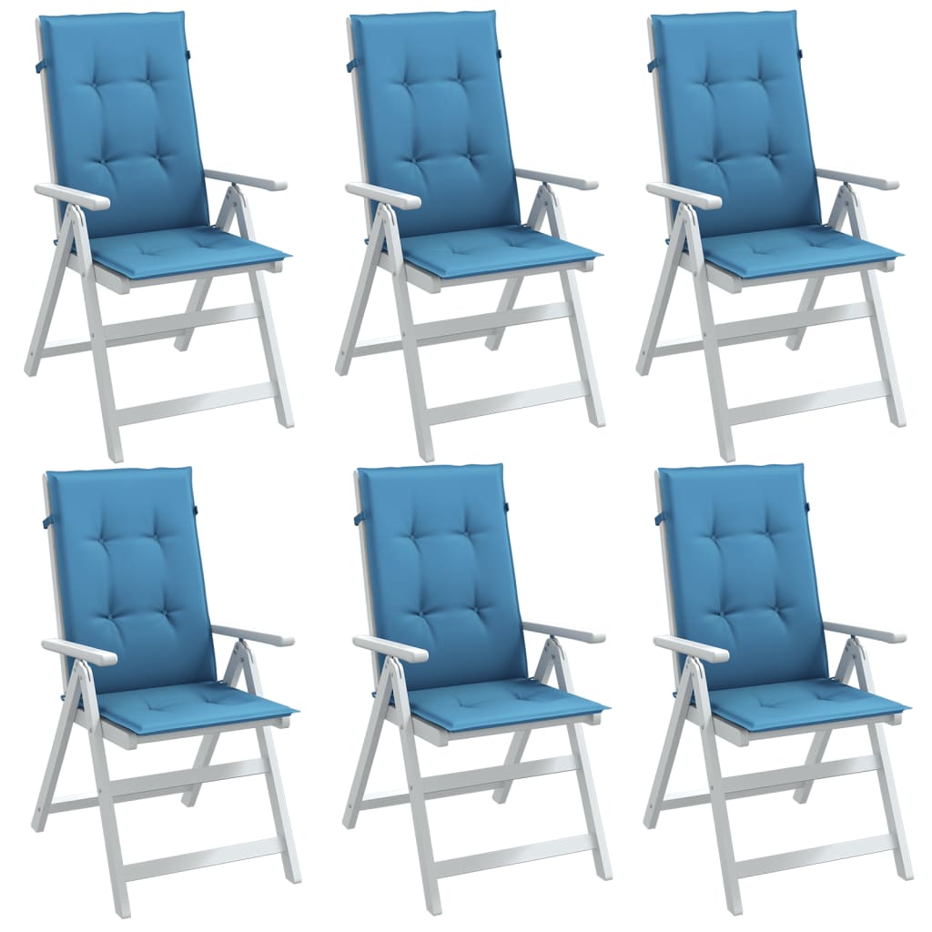 vidaXL Perne scaun spătar înalt 6buc melanj albastru 120x50x4cm textil