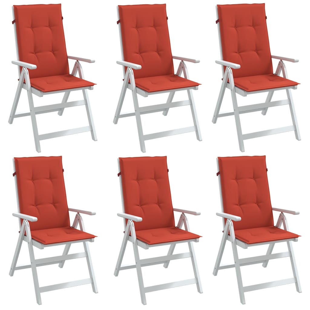 vidaXL Perne scaun spătar înalt, 6 buc. melanj roșu 120x50x4 cm textil