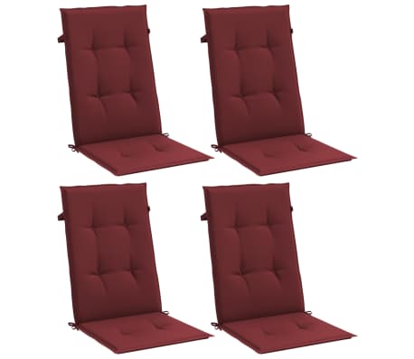 vidaXL Hochlehner-Auflagen 4 Stk. Melange Weinrot 120x50x4 cm Stoff