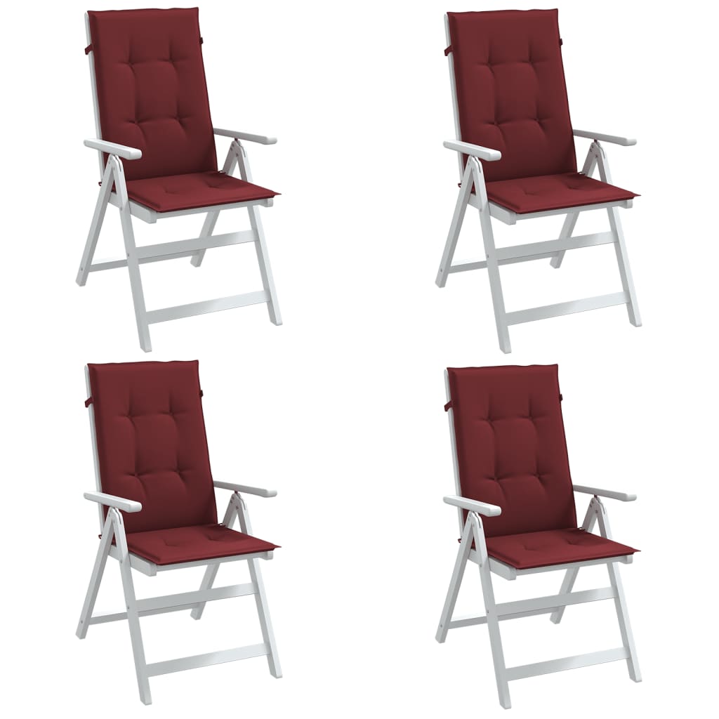 vidaXL Perne scaun cu spătar înalt, 4 buc. roșu vin 120x50x4 cm textil