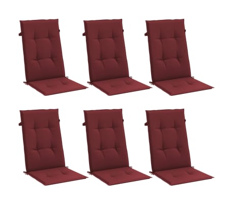 vidaXL Highback Chair Cushion Set of 6 Melange wine red