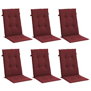 vidaXL Highback Chair Cushion Set of 6 Melange wine red