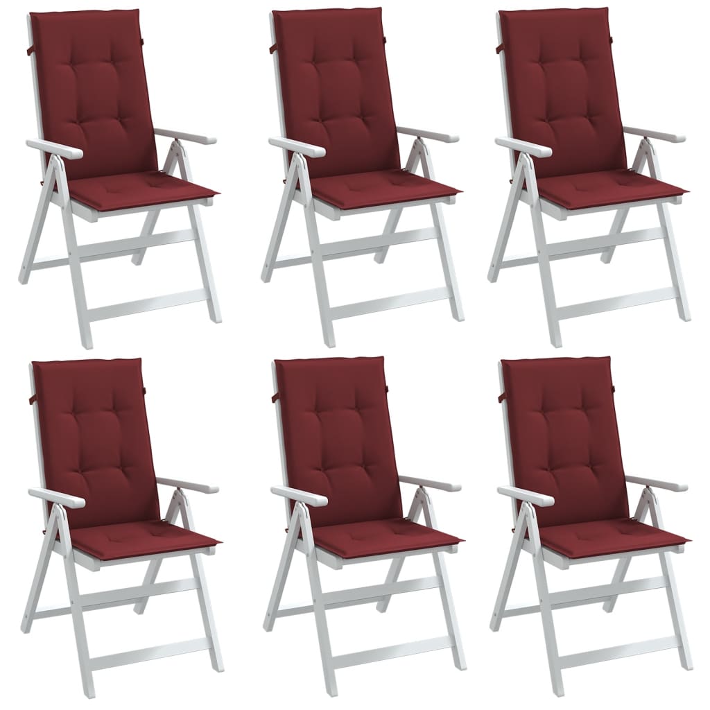 vidaXL Perne scaun cu spătar înalt, 6 buc. roșu vin 120x50x4 cm textil
