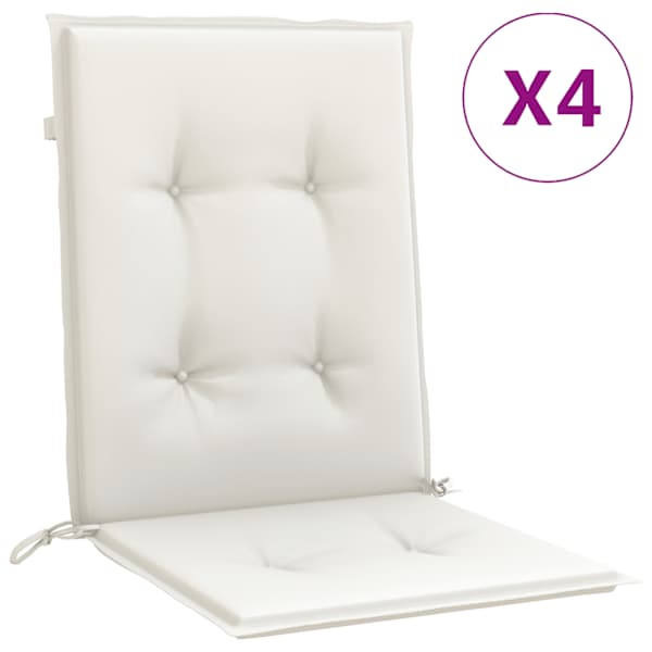 vidaXL madala seljatoega toolipadjad 4 tk, kreemjas 100x50x4cm, kangas