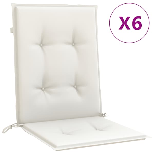 vidaXL madala seljatoega toolipadjad 6 tk, kreemjas 100x50x4cm, kangas