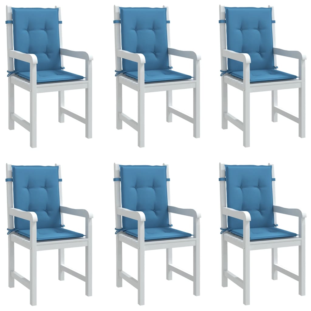 vidaXL Perne scaun spătar mic 6 buc. melanj albastru 100x50x4cm textil