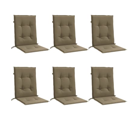 vidaXL Stoelkussens 6 st lage rug 100x50x4 cm stof gem&ecirc;leerd taupe