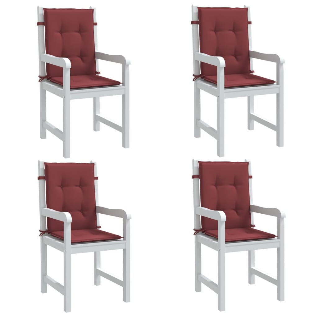 vidaXL Perne scaun spătar mic 4 buc. melanj roșu vin 100x50x4cm textil