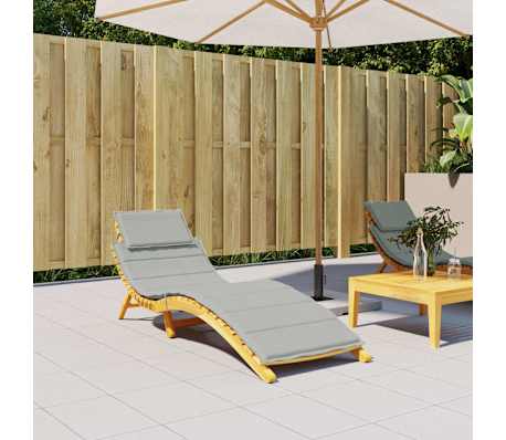 vidaXL Cuscino per Lettino Prendisole Grigio Chiaro M&eacute;lange 186x58x4cm