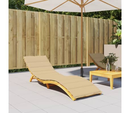vidaXL Coussin de chaise longue beige m&eacute;lang&eacute; 200x50x4 cm tissu