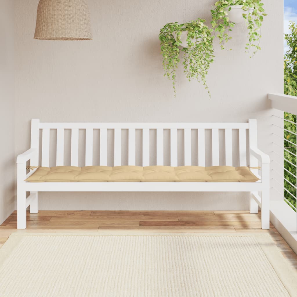Poduška na zahradní lavici béžová melanž 200 x 50 x 7 cm textil - obrázek 3