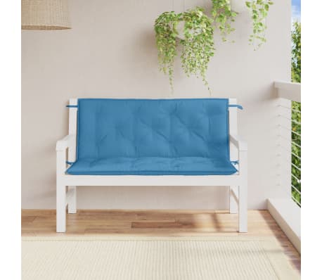 vidaXL Vank&uacute;&scaron;e na z&aacute;hrad. lavičku 2 ks modr&aacute; melanž 120x50x7 cm l&aacute;tka