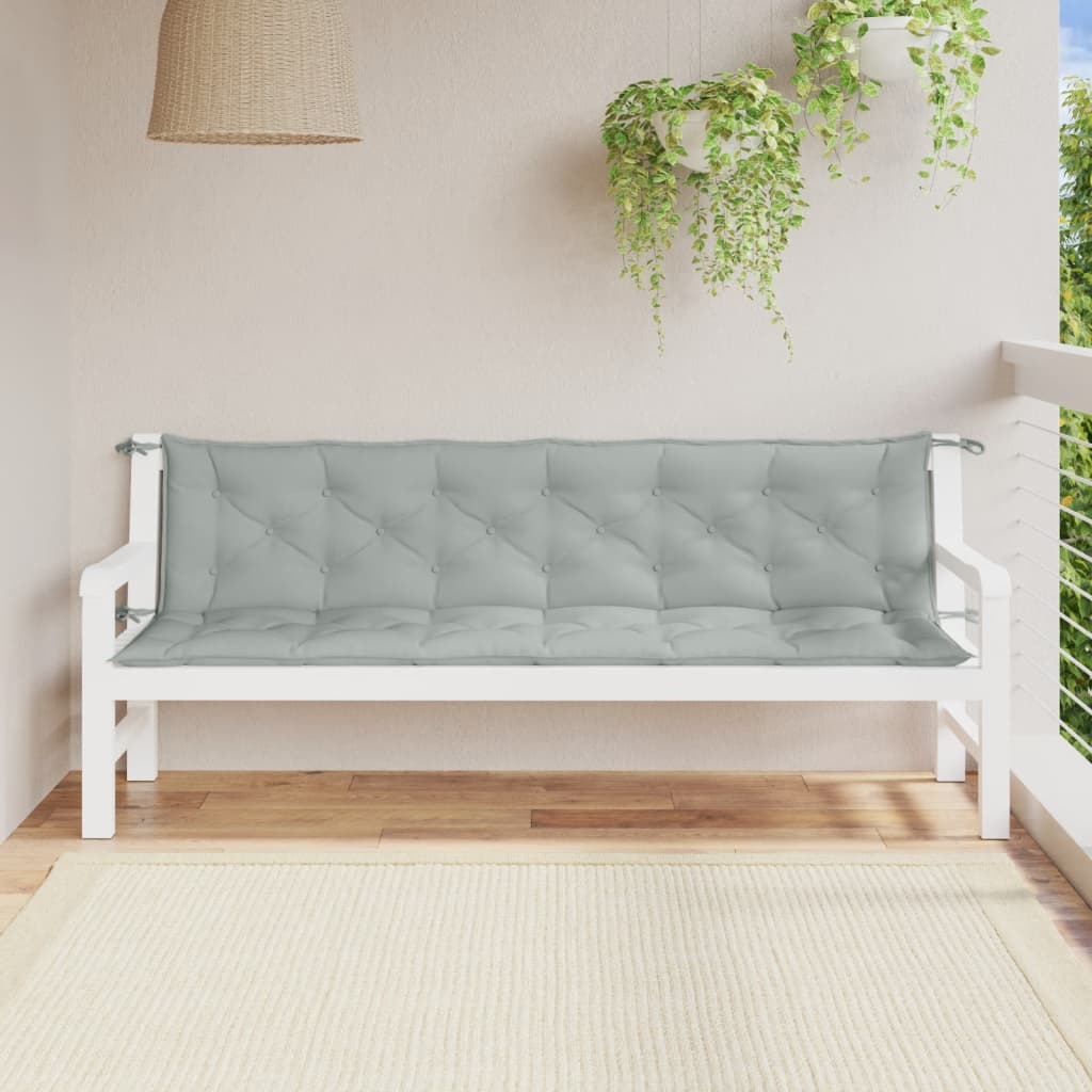 vidaXL Tuinbankkussens 2 st 200x50x7 cm stof gemêleerd lichtgrijs grijs, foto 2