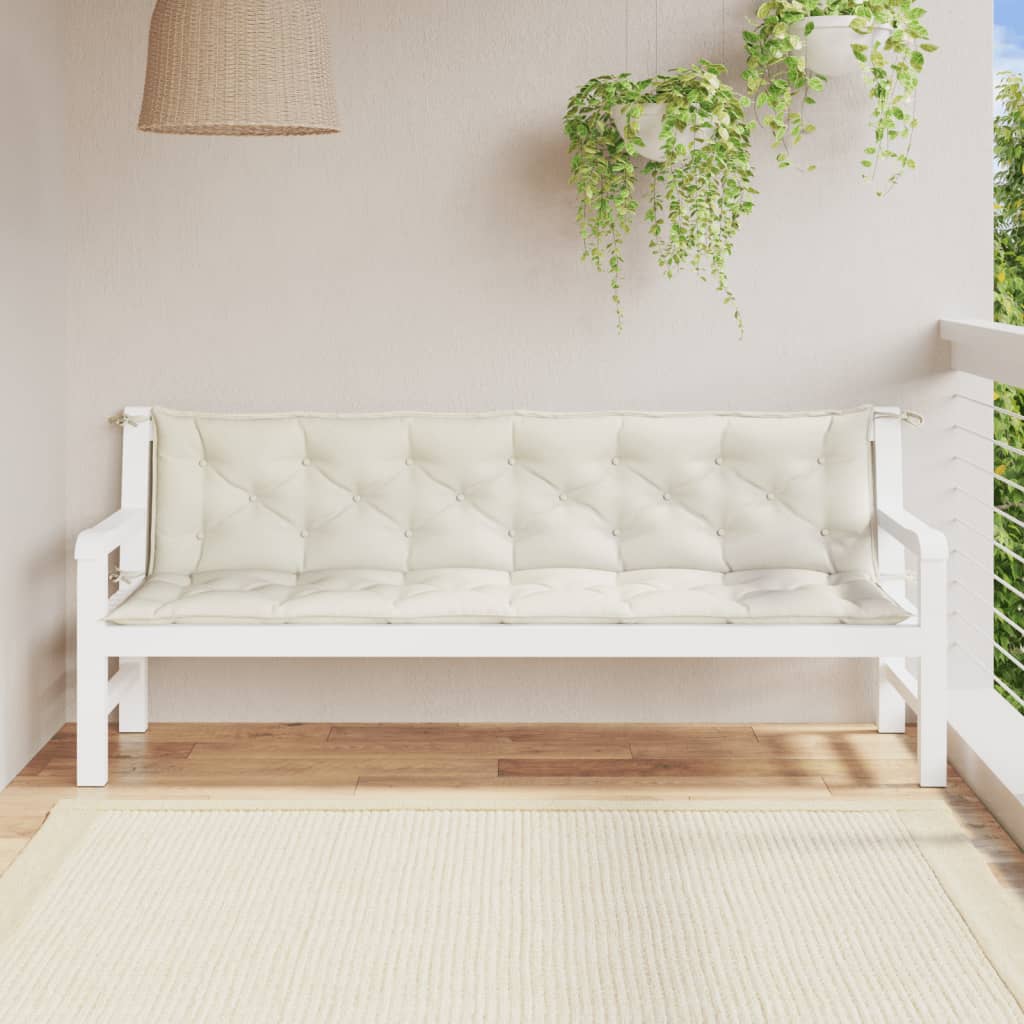 vidaXL Tuinbankkussens 2 st 200x50x7 cm stof gemêleerd crèmekleurig, foto 2