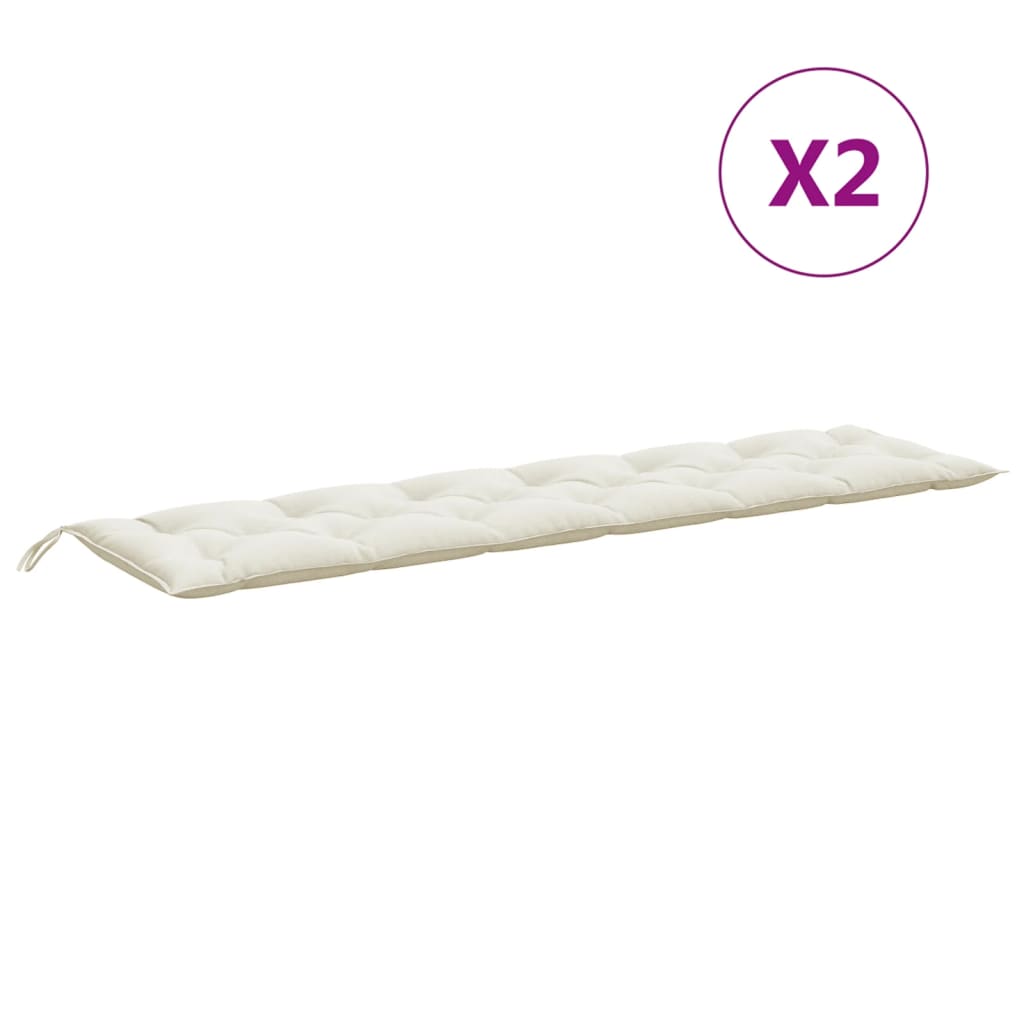 vidaXL Tuinbankkussens 2 st 200x50x7 cm stof gemêleerd crèmekleurig, foto 4