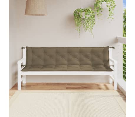vidaXL Cojines banco jardín 2 uds tela gris taupe melange 200x50x7 cm