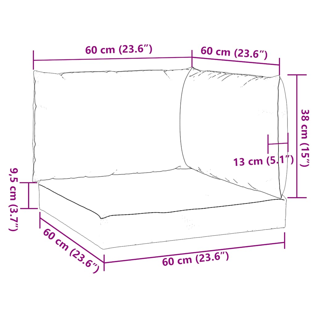 Podušky na palety 3 ks taupe melanž textil - obrázek 10