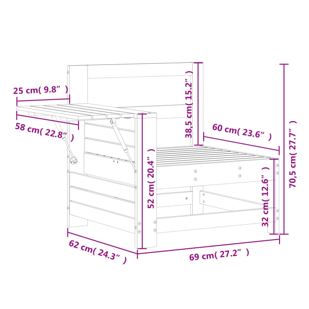Mueble de Jardín Taburete Sofá de Exterior Mesa de Patio Madera Maciza vidaXL - Imagen 34 de 96