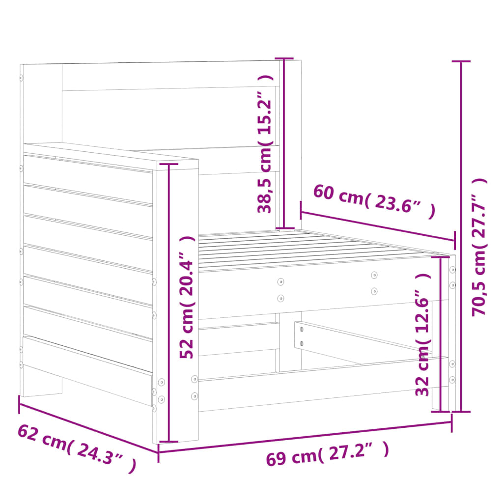 Mueble de Jardín Taburete Sofá de Exterior Mesa de Patio Madera Maciza vidaXL - Imagen 93 de 96