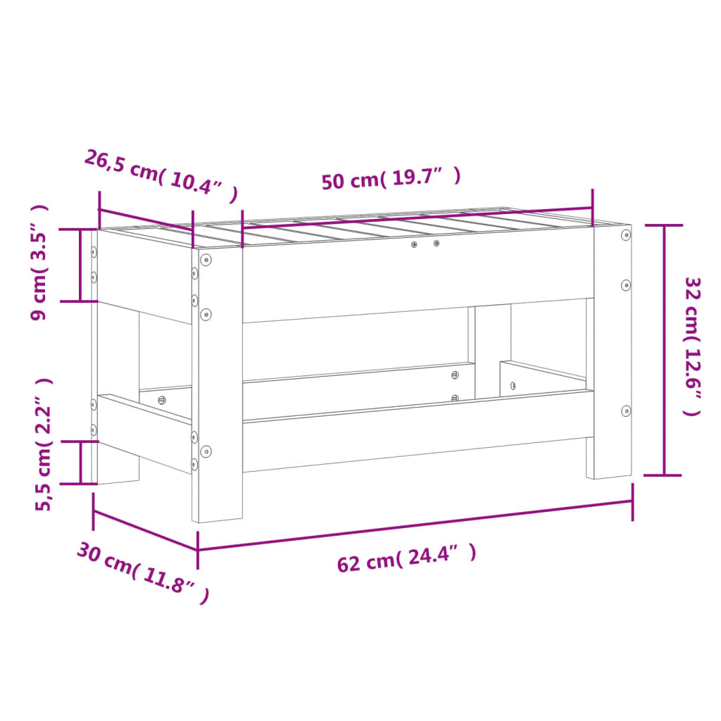 Mueble de Jardín Taburete Sofá de Exterior Mesa de Patio Madera Maciza vidaXL - Imagen 69 de 96