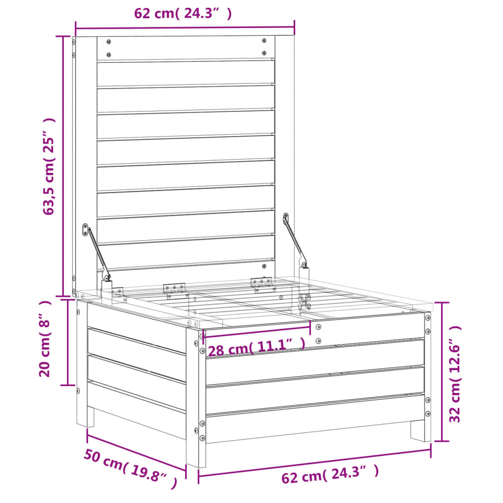 Mueble de Jardín Taburete Sofá de Exterior Mesa de Patio Madera Maciza vidaXL - Imagen 82 de 96
