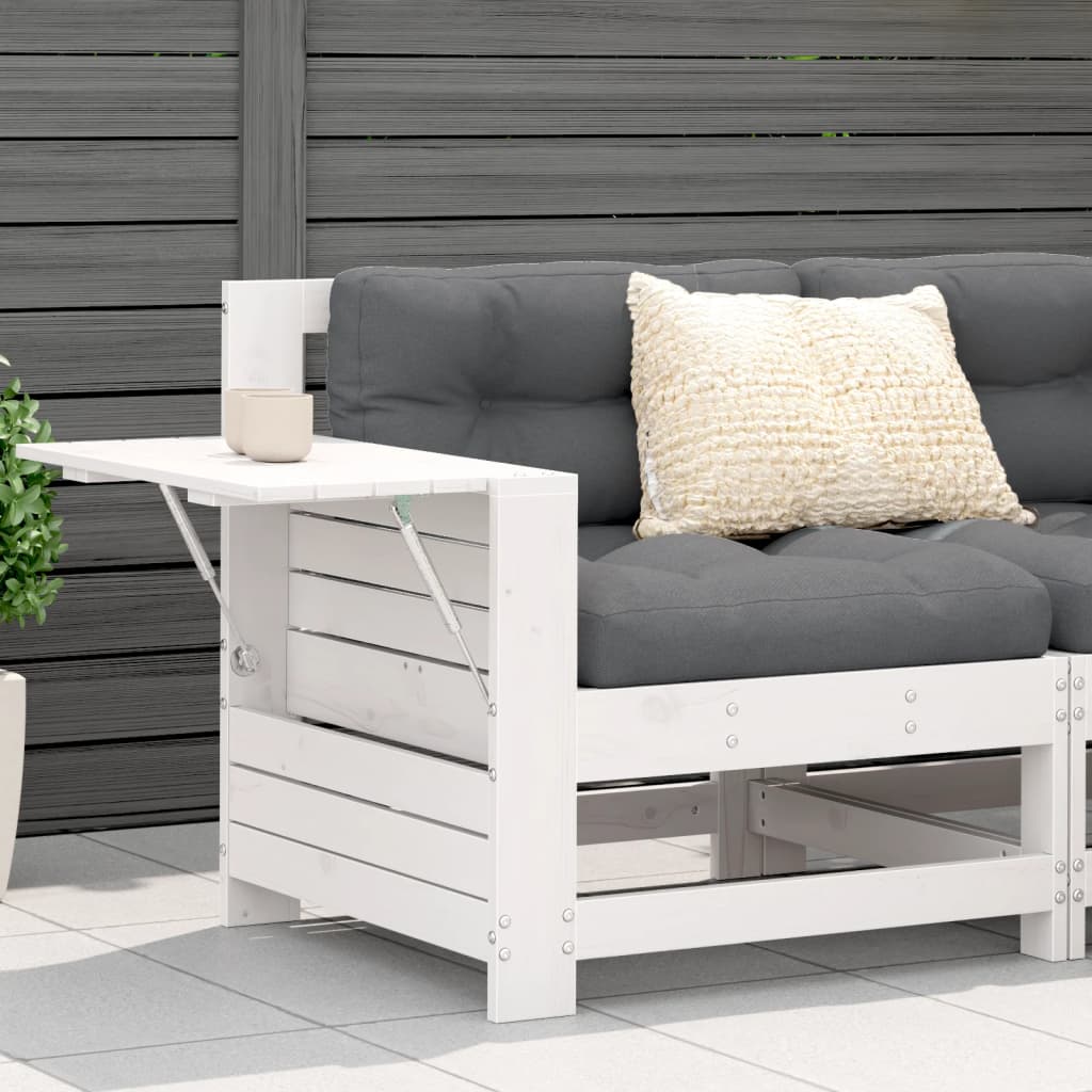 vidaXL Gartensofa mit Armlehne und Kissen Weiß Massivholz Kiefer