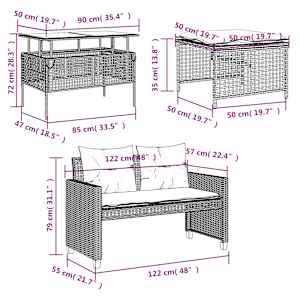 4dílná zahradní sedací souprava a podušky béžová polyratan sklo - obrázek 14