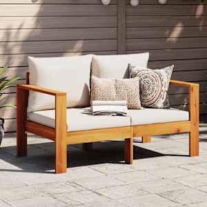 Vrtni kavč z blazinami dvosed trden akacijev les