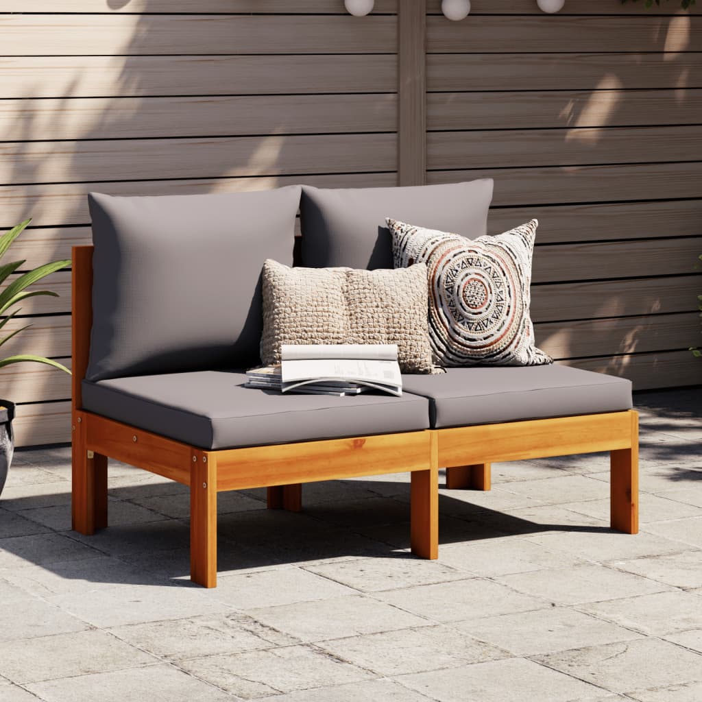 vidaXL Gartensofa ohne Armlehnen mit Kissen 2-Sitzer Massivholz Akazie