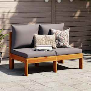 Vrtni kavč brez naslonov z blazinami dvosed trden akacijev les