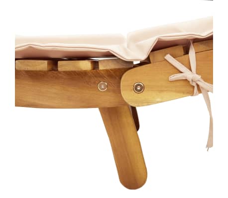 vidaXL Sun Lounger with Cushion Beige Solid Wood Acacia | vidaXL.com.au