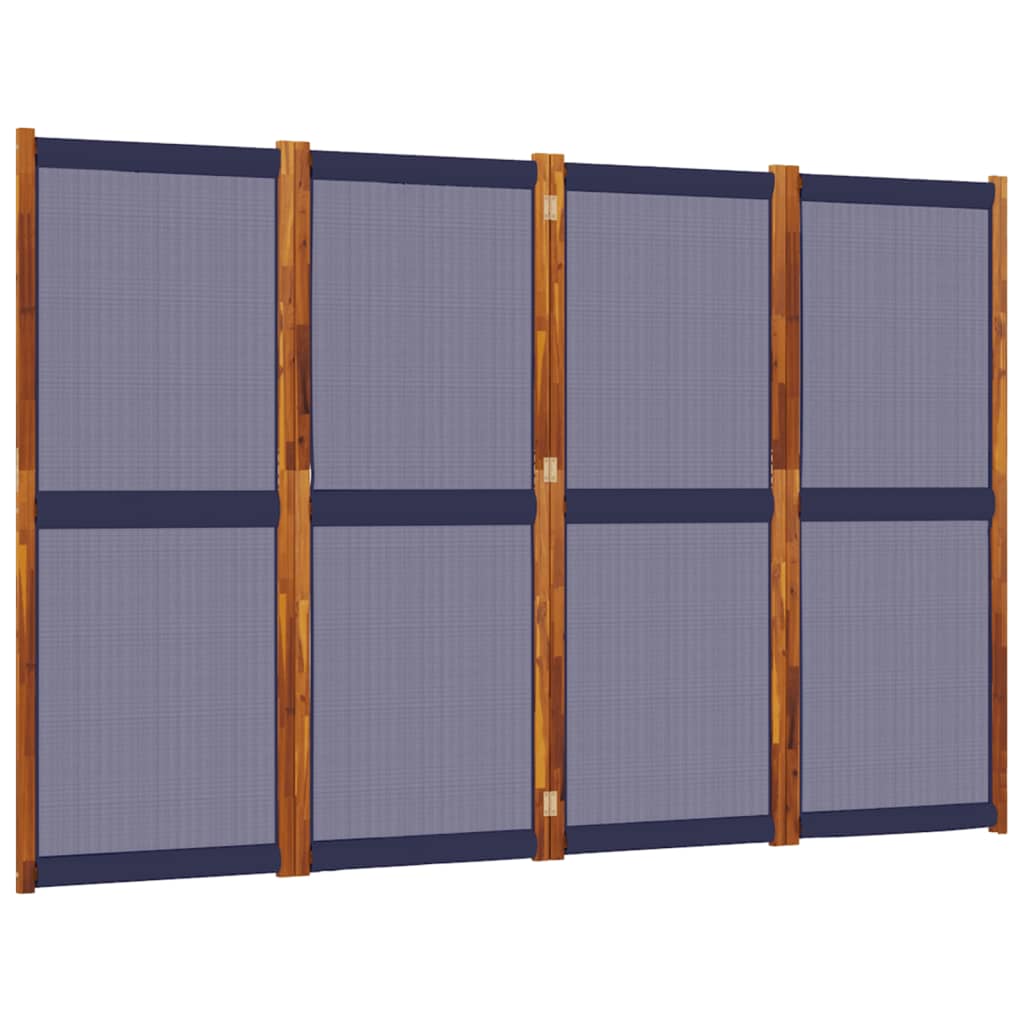 vidaXL 4dílný paraván tmavě modrý 280 x 180 cm
