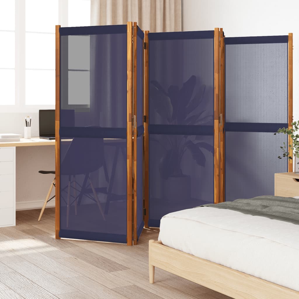 vidaXL 5-Panel Room Divider Dark Blue 350×180 cm