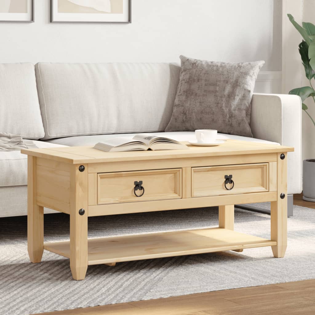 Thumbnail - vidaXL Couchtisch mit Schubladen Corona 100x48x45 cm Massivholz Kiefer