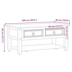 Konferenční stolek se zásuvkami Corona 100x48x45 cm borovice - obrázek 9