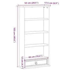 Skříňka na CD Corona 52 x 17,5 x 103 cm masivní borové dřevo - obrázek 9