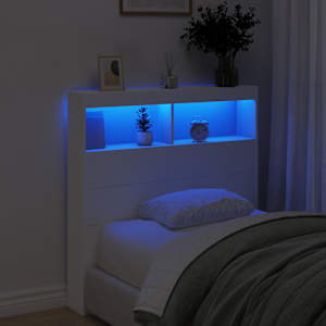 Čelo postele s úložným prostorem a LED bílé 100 x 17 x 102 cm - obrázek 4